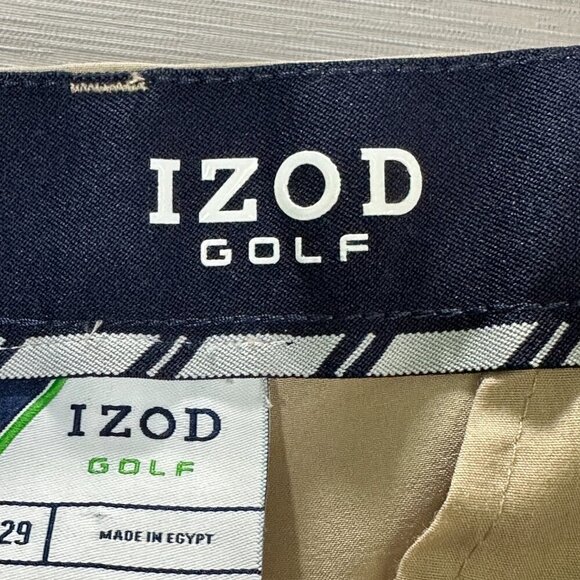 Izod Golf Pants Mens 36 Beige Stretch Flat Front Pockets Logo Straight Leg - Picture 10 of 11